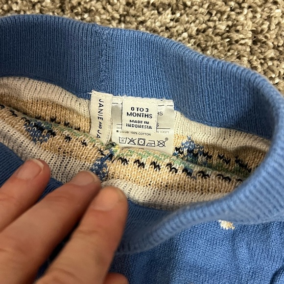 Janie and Jack Blue Knit Baby Pants with Dog Pattern 0-3 months - Picture 2 of 4